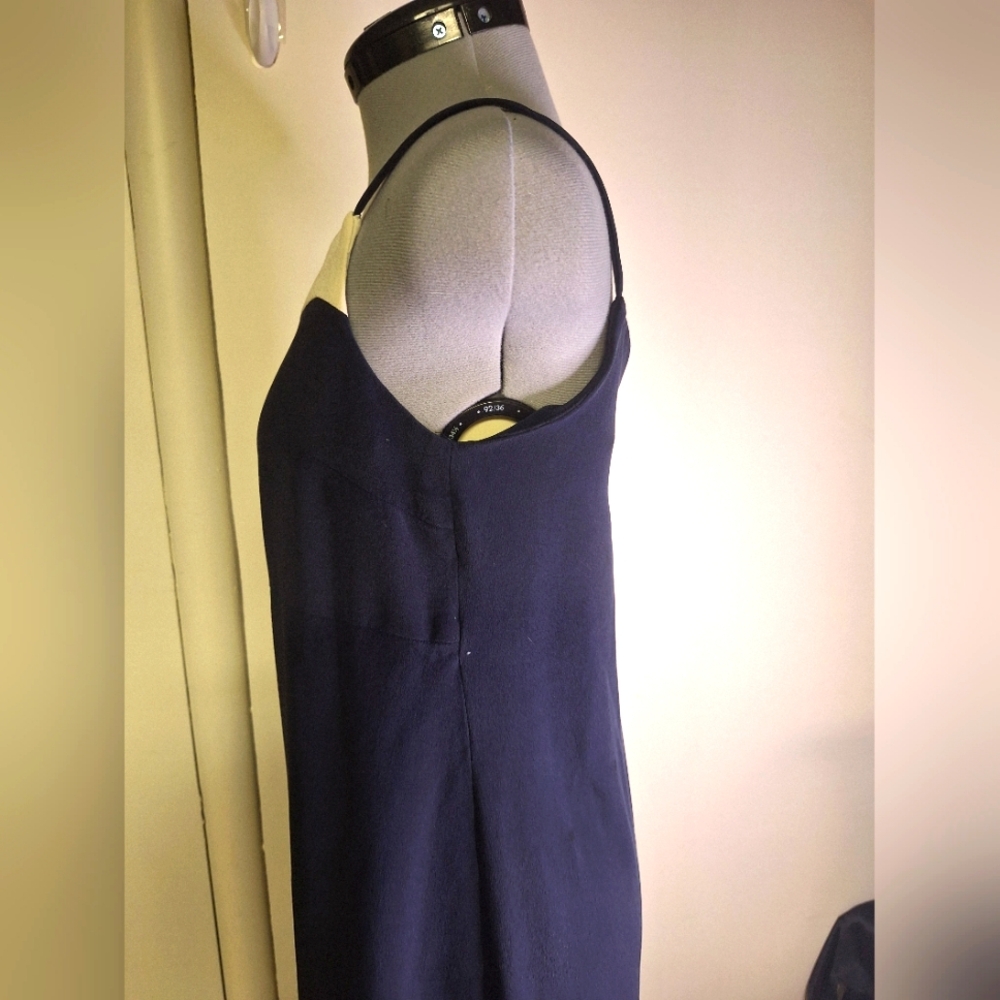 TALBOTS PURE SILK Navy and White Sleeveless Dress Size 8 - Picture 3 of 7